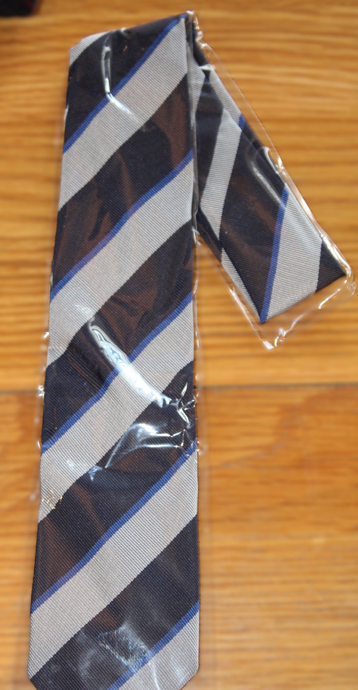 Tie - Silver/Royal/Navy Stripe