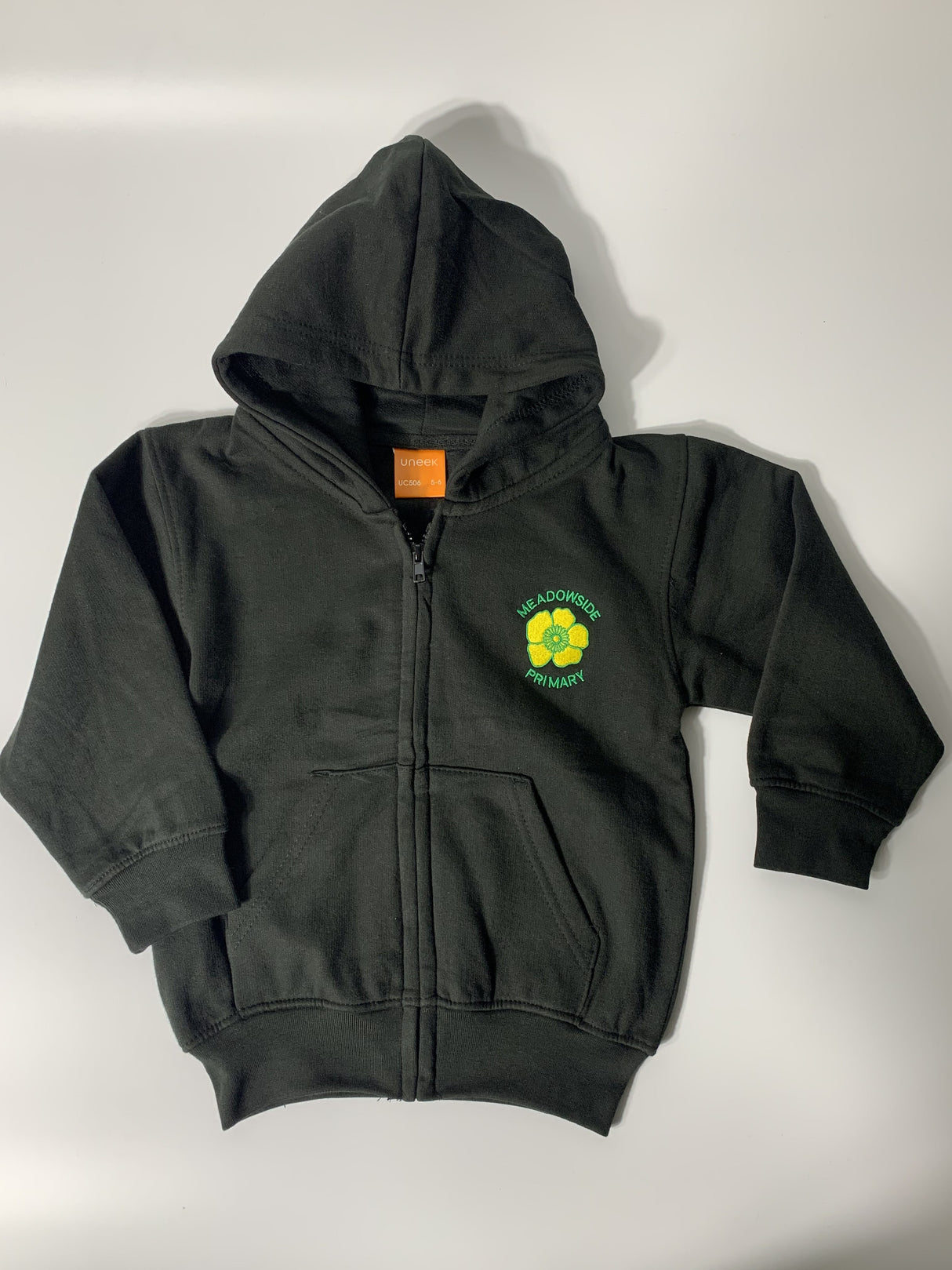 Black Zip Up Hooded Top with School Logo