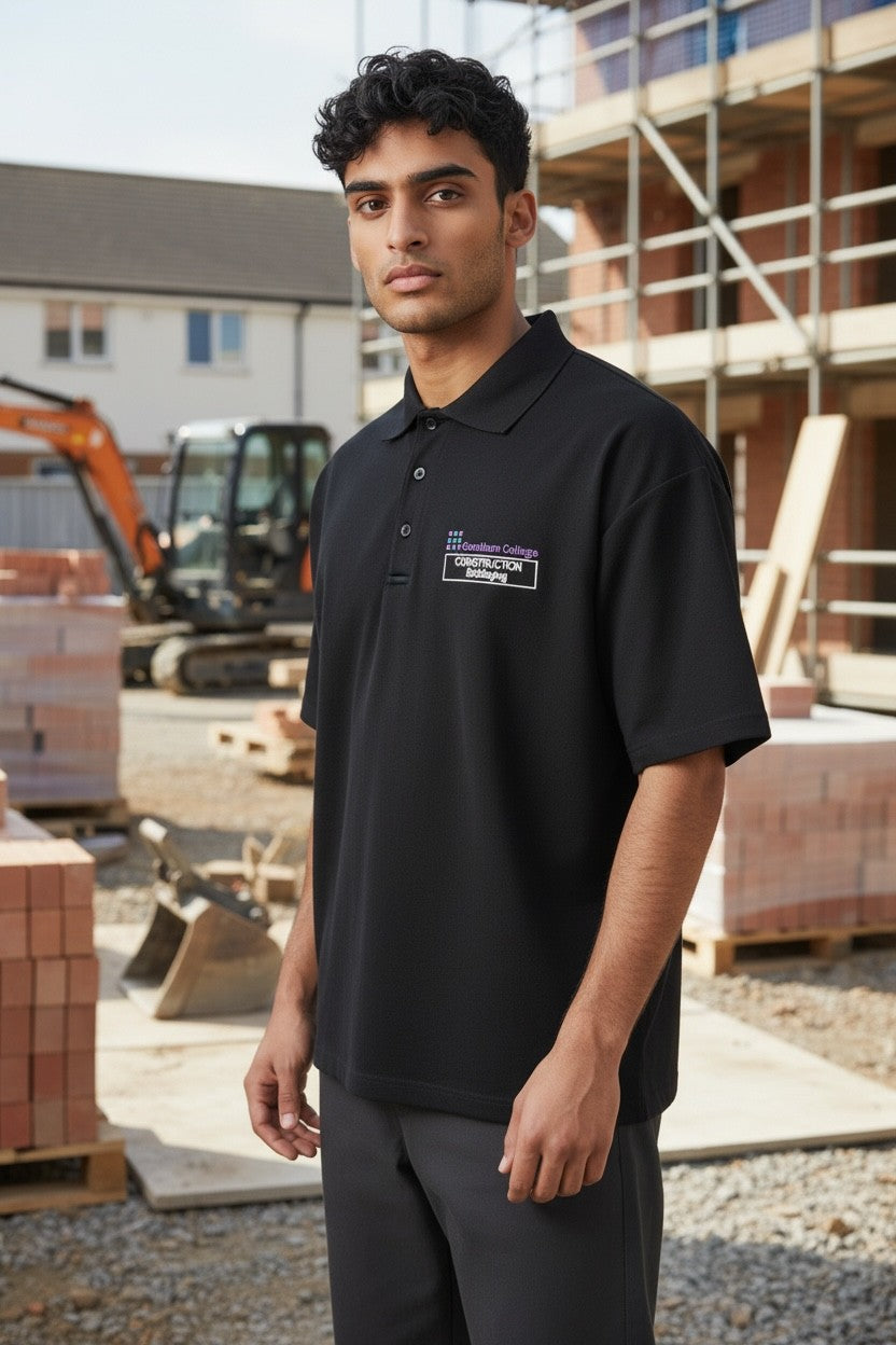 Black Polo Shirt for Construction - Bricklaying