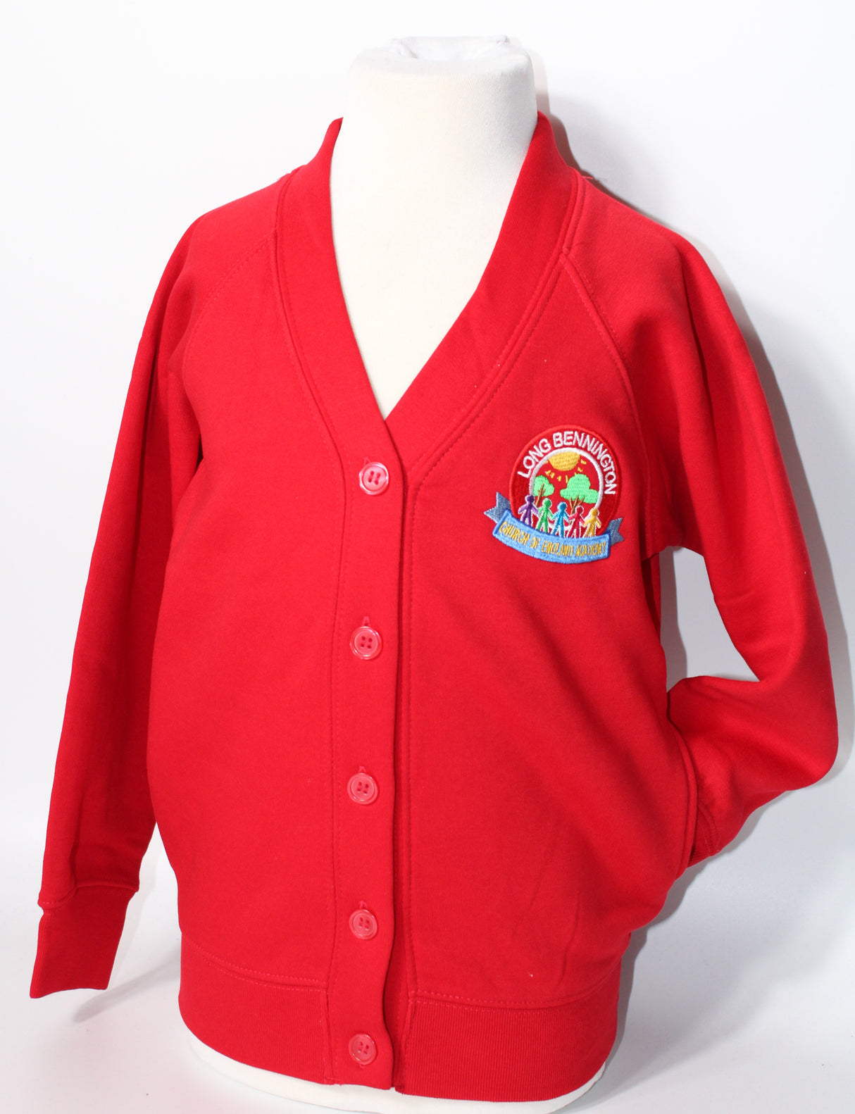 Red Cardigan With School Logo