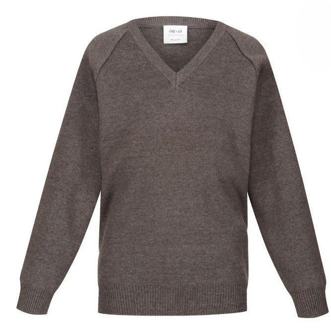 Grey V Neck Cotton Rich Pullover