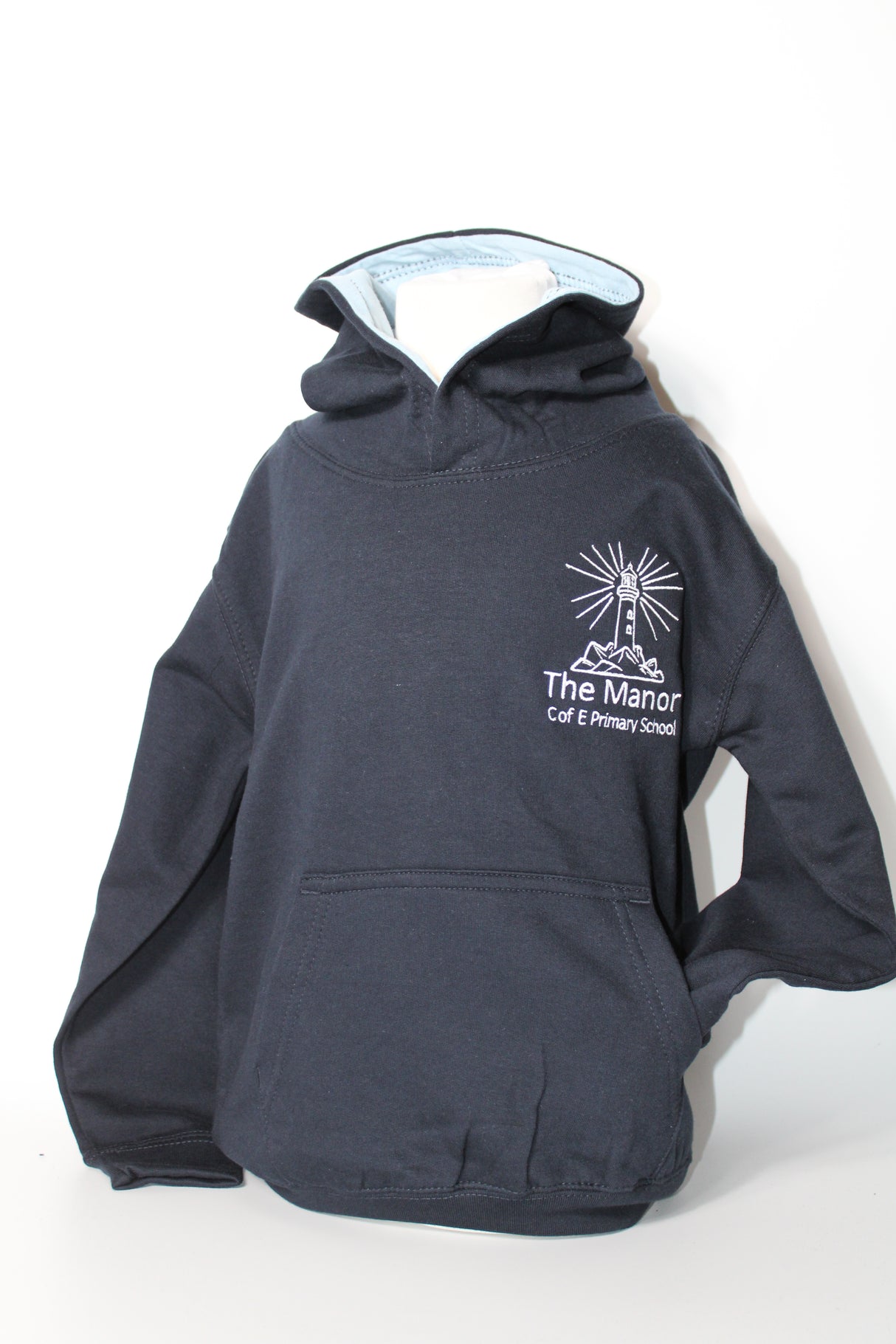 Navy & Sky Hooded Top with School Logo