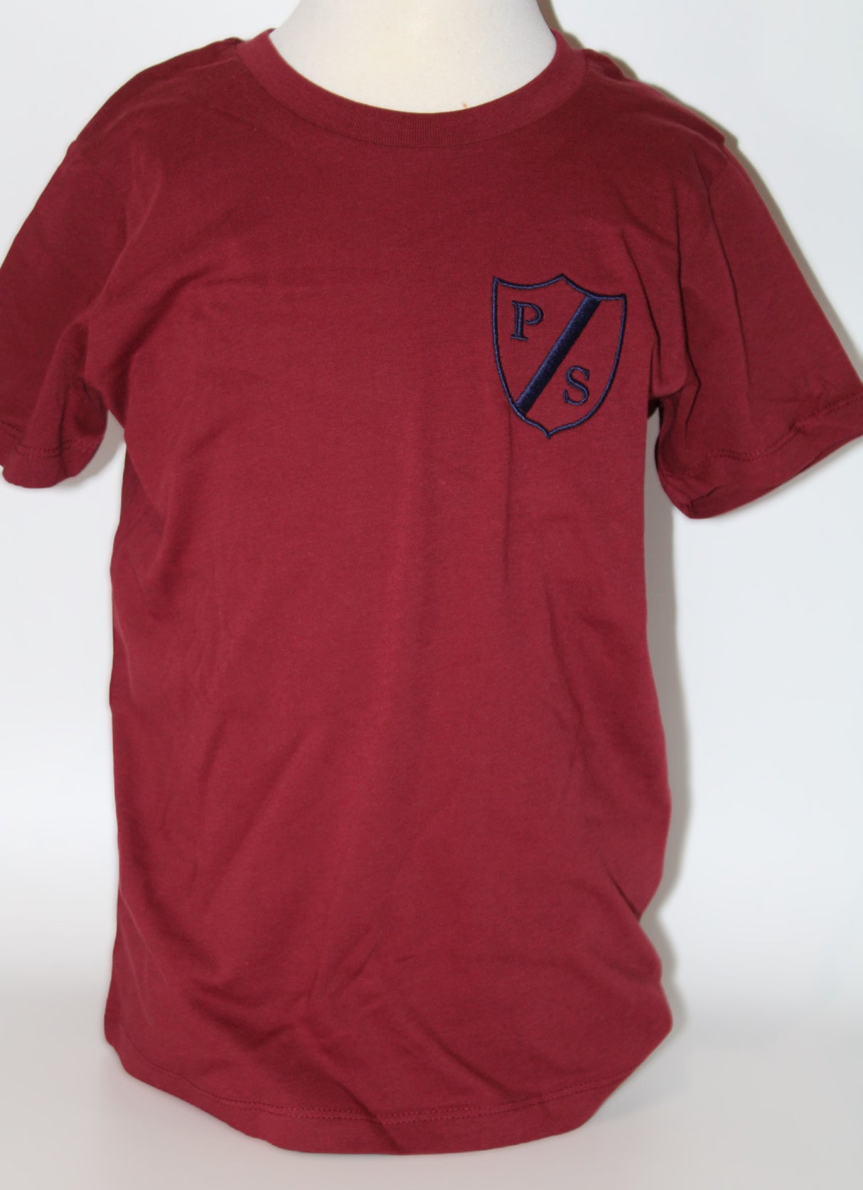 Burgundy T Shirt with School Logo