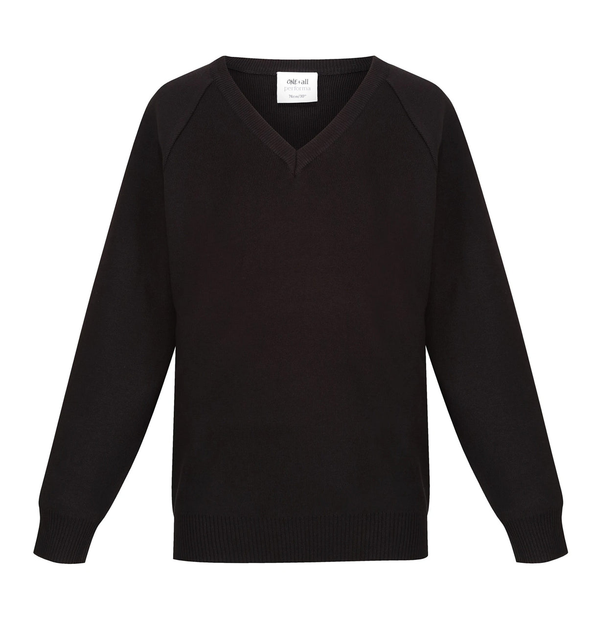 Black V Neck Cotton Rich Pullover