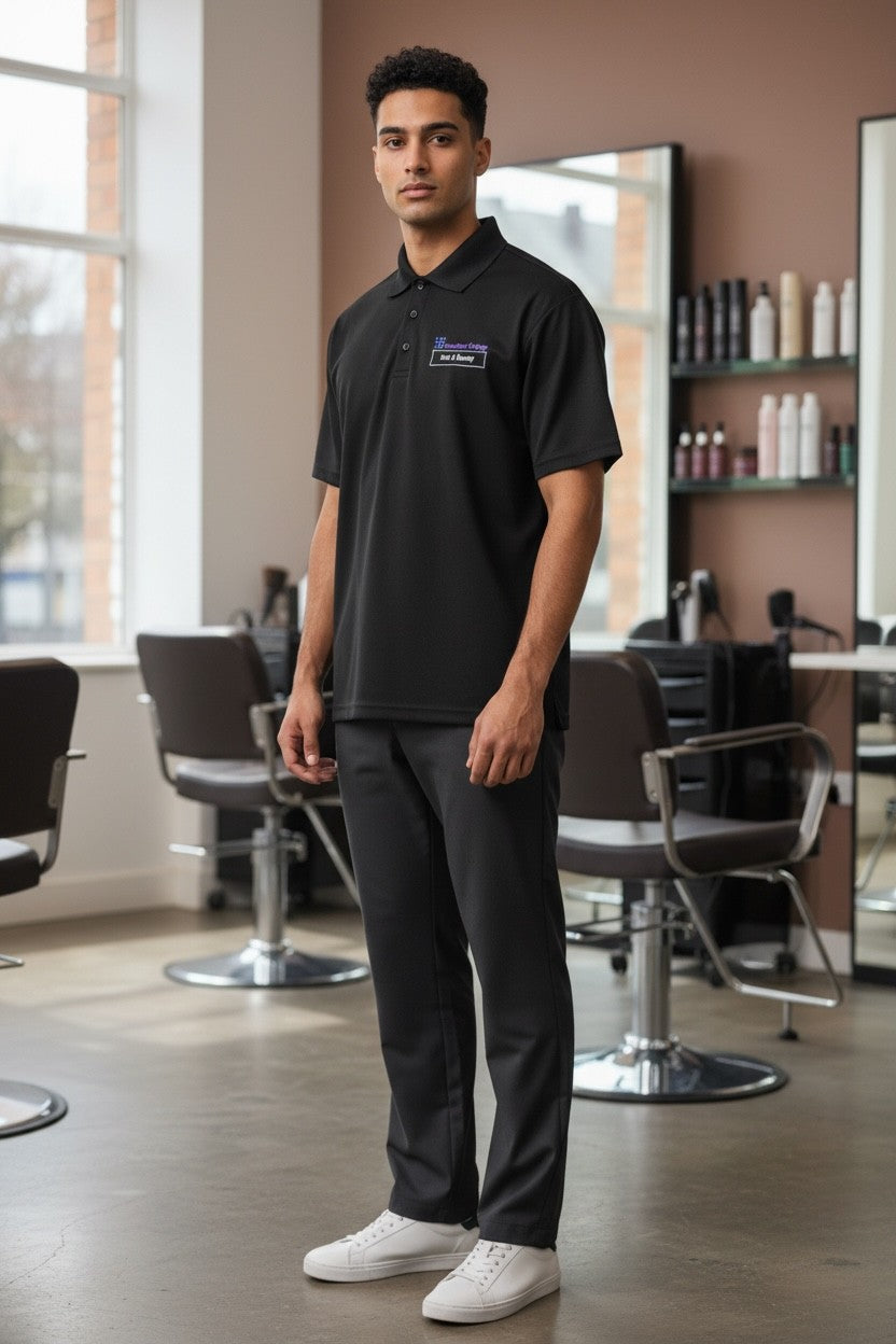 Black Unisex Polo Shirt for Hair & Beauty