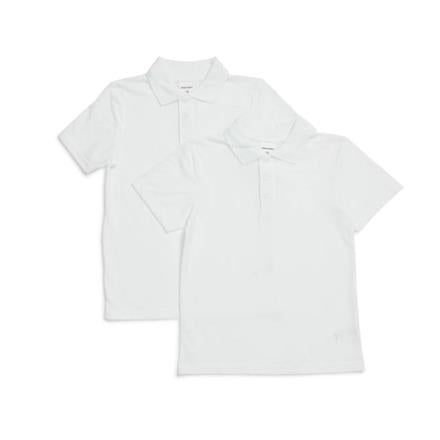 White Short Sleeve School Polo Shirts (x2)