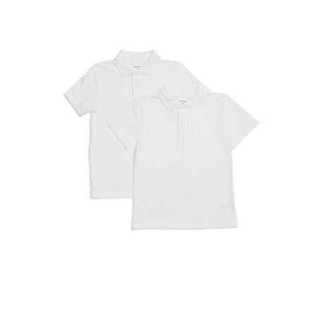 White Short Sleeve School Polo Shirts (x2)