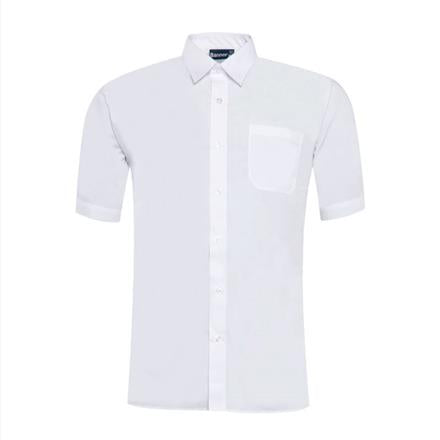 2 Pk BOYS Easy Iron White Short Sleeve Shirts