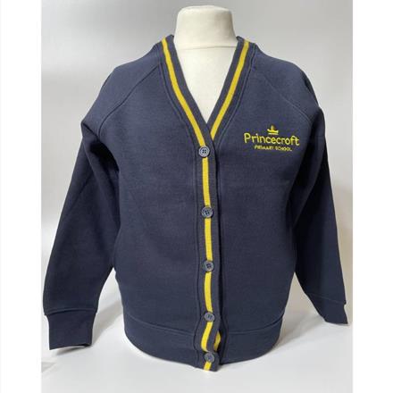 Navy & Yellow Cardigan with School Logo