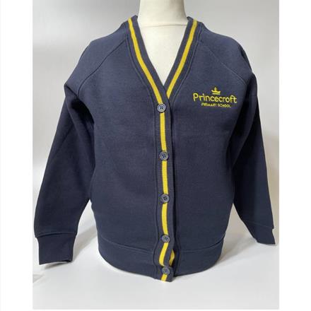 Navy & Yellow Cardigan with School Logo