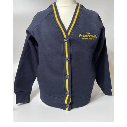 Navy & Yellow Cardigan with School Logo