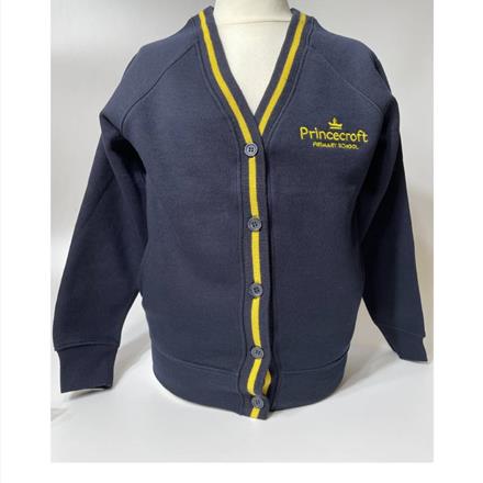 Navy & Yellow Cardigan with School Logo