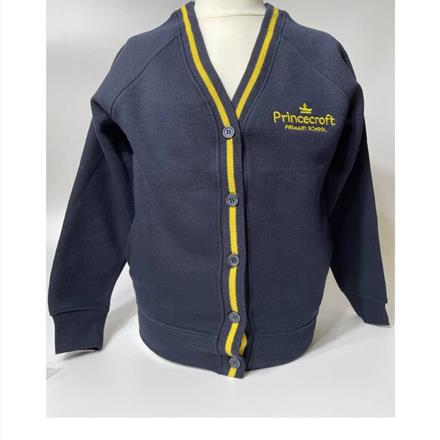 Navy & Yellow Cardigan with School Logo
