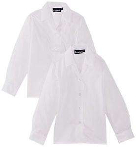 2 Pk Girls Easy Iron White Revere Long Sleeve Blouse