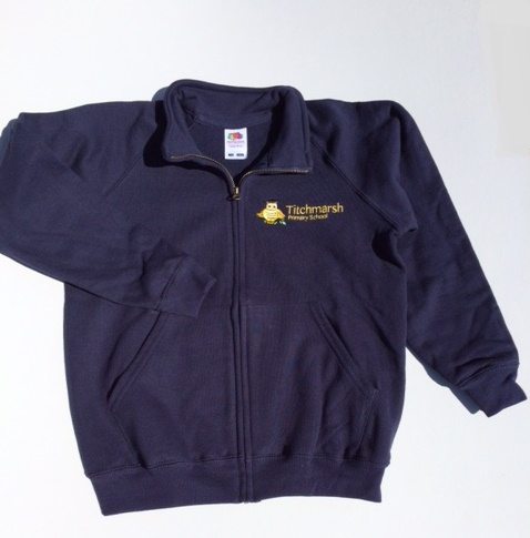 Navy Zipped P.E. Hooded Sweatshirt with Logo Front & Back - Age 12/13
