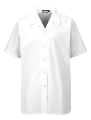 White Revere Collar Short Sleeve Blouses (twin pack) - 22"