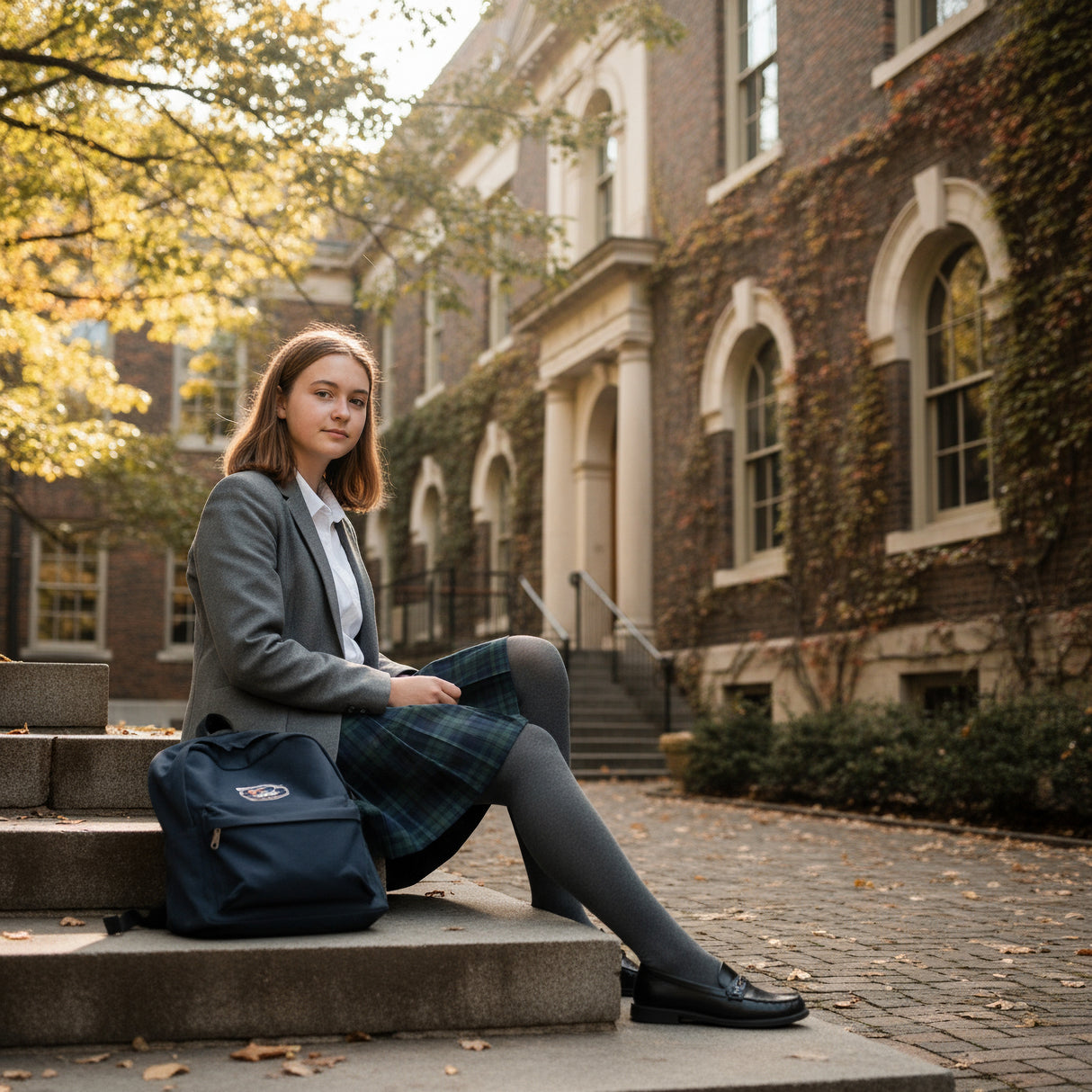 Bottle Green or Grey Cotton Rich Tights 2 Pair Pack