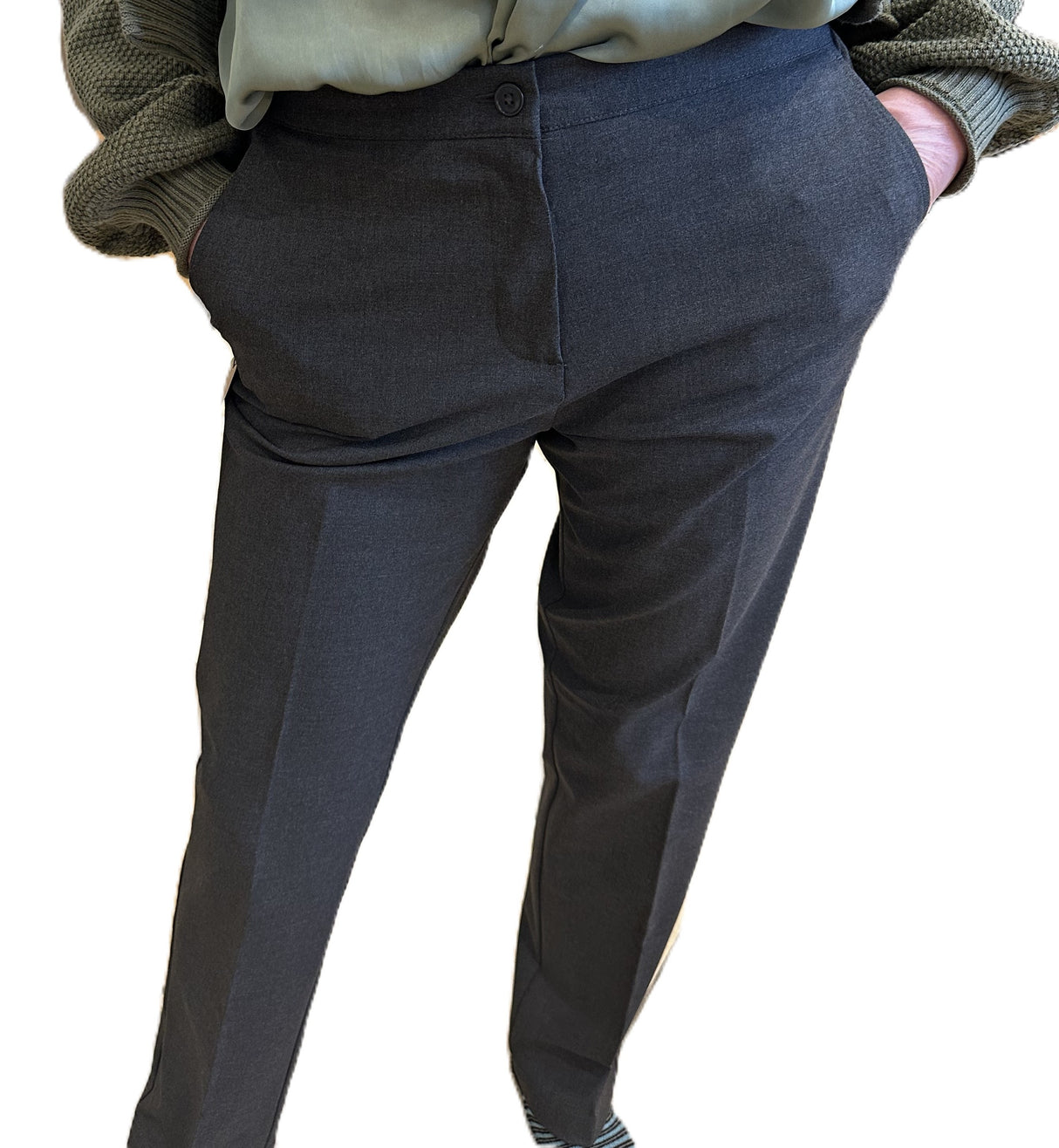 Senior Girls Slim Cut Grey Trousers