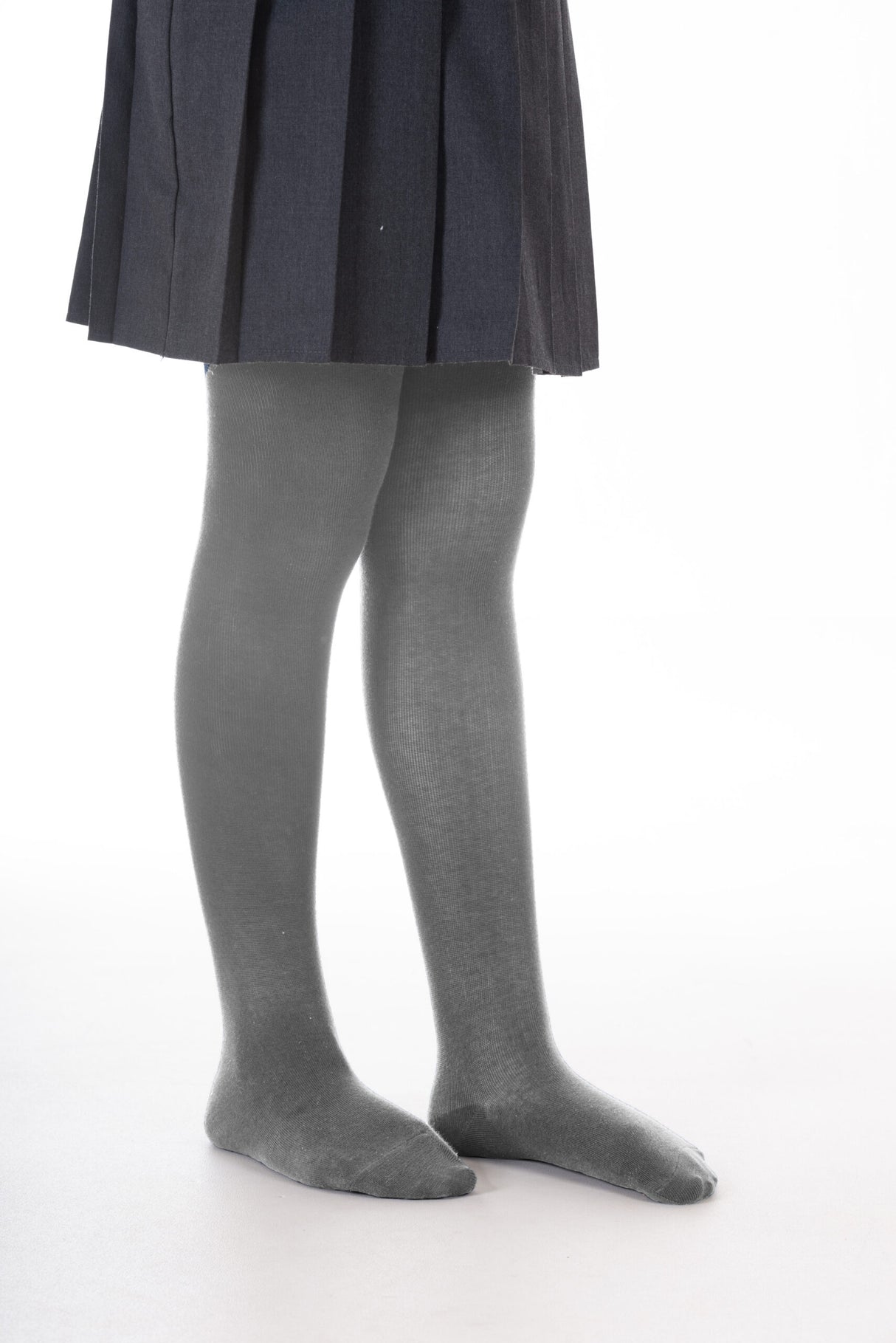 Grey School Tights Cotton Rich. 2 Pair Pack.