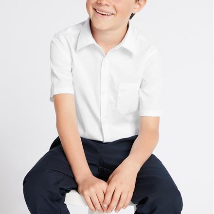 2 Pk Boys Easy Iron White Slim Fit Short Sleeve Shirts