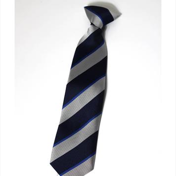 Princecroft Royal/Navy/Silver Stripe Clip On Tie - 12"