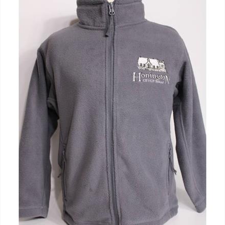 Honington School Grey Full Zip Fleece With Logo - 3-4 yrs