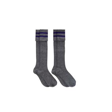 Grey / Navy Knee Length Socks Cotton Rich - Jnr 6-8.5