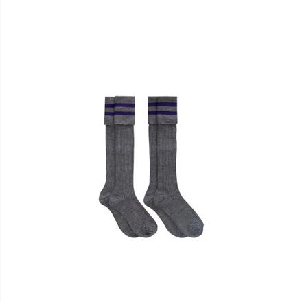 Grey / Navy Knee Length Socks Cotton Rich - Jnr 6-8.5