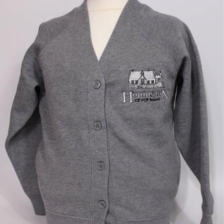 Honington School Grey Cardigan With Logo - Age 3-4