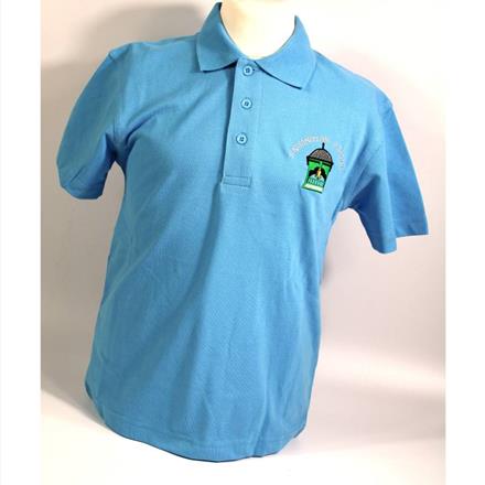 Sky Blue Polo Shirt With School Logo - Age 3-4