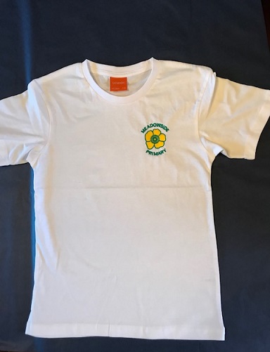 Meadowside Primary White T Shirt with Logo - 3-4 yrs