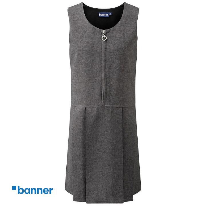 Girls Pleated Grey Pinafore - Age 3/4