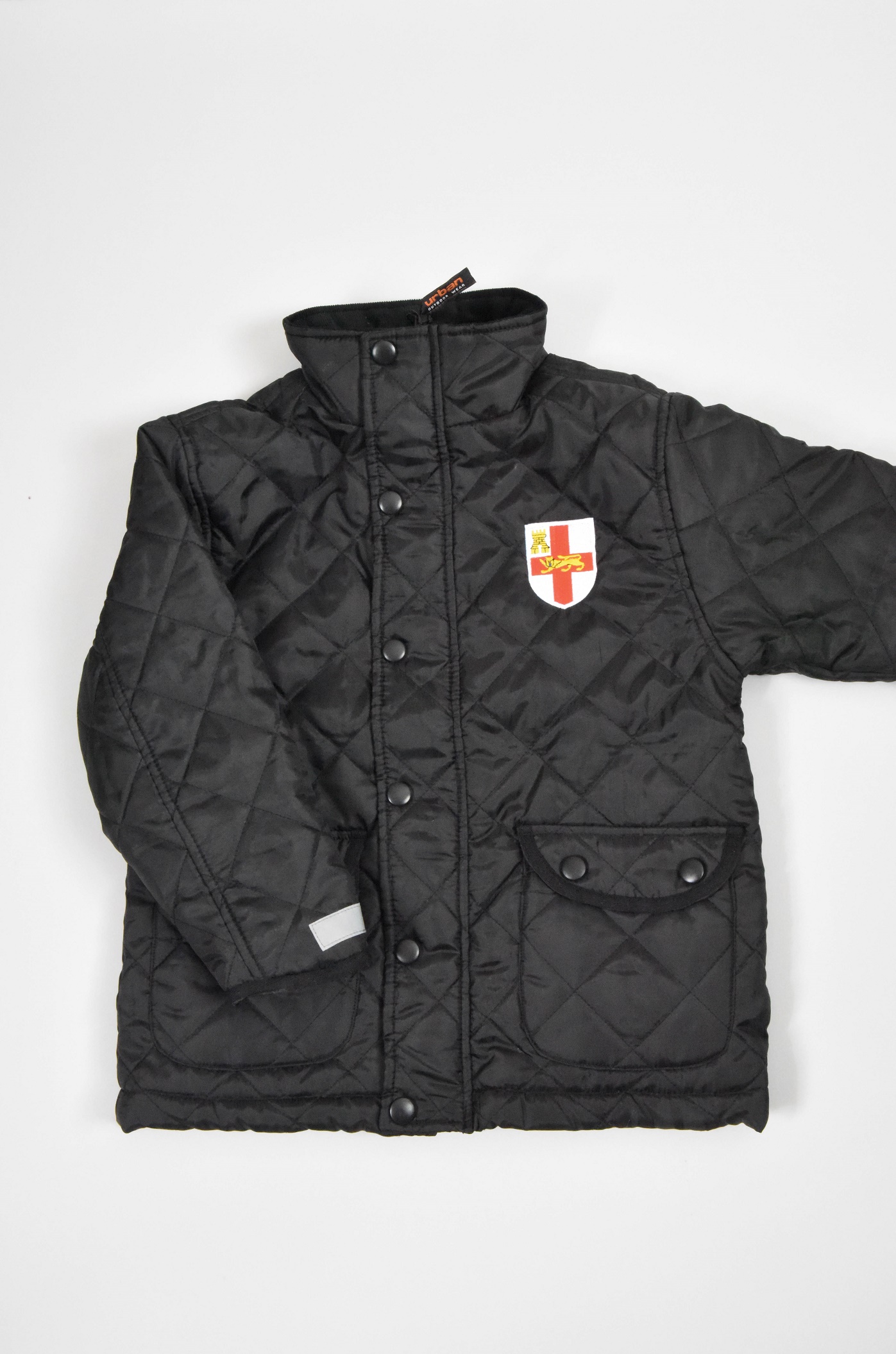 Boys Black Quilted Jacket with Badge - Age 11-12