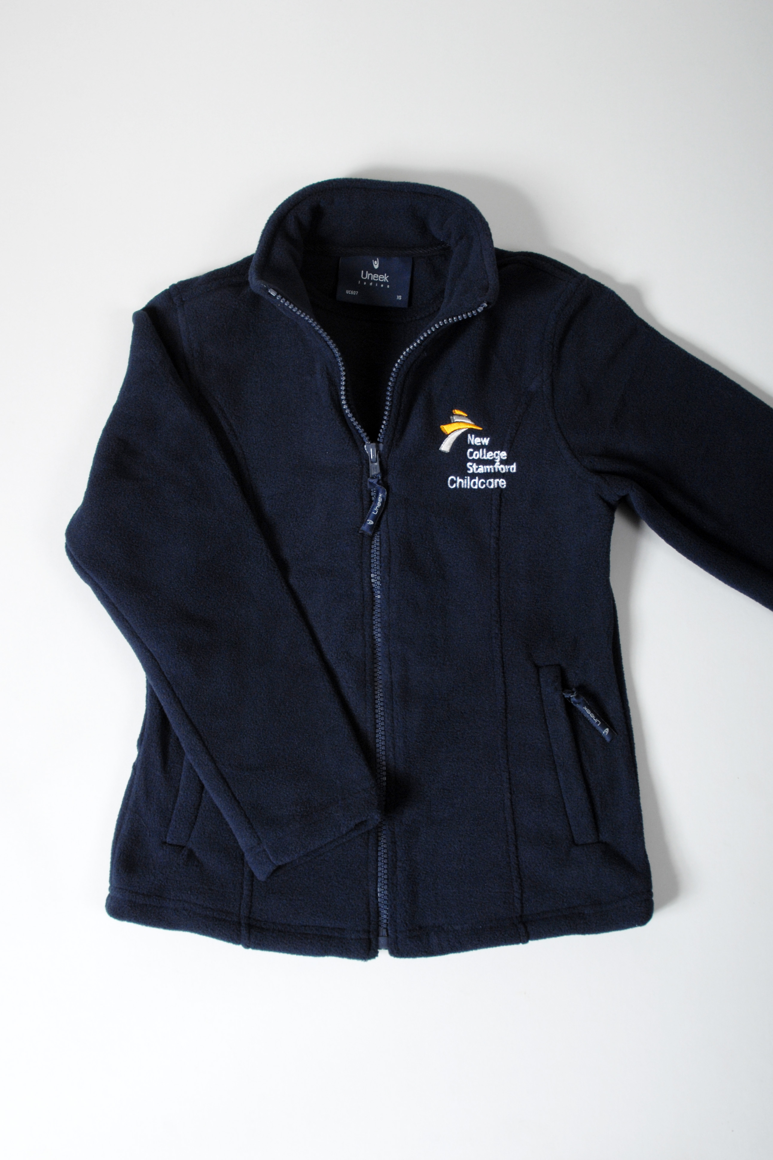 Ladies Fleece Jacket with Childcare Logo - Navy, 2XL (to fit 40")
