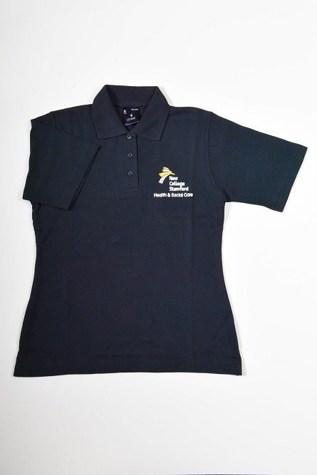 Ladies Polo Shirt with Health & Social Care Logo - Navy, 2XL (to fit 40")