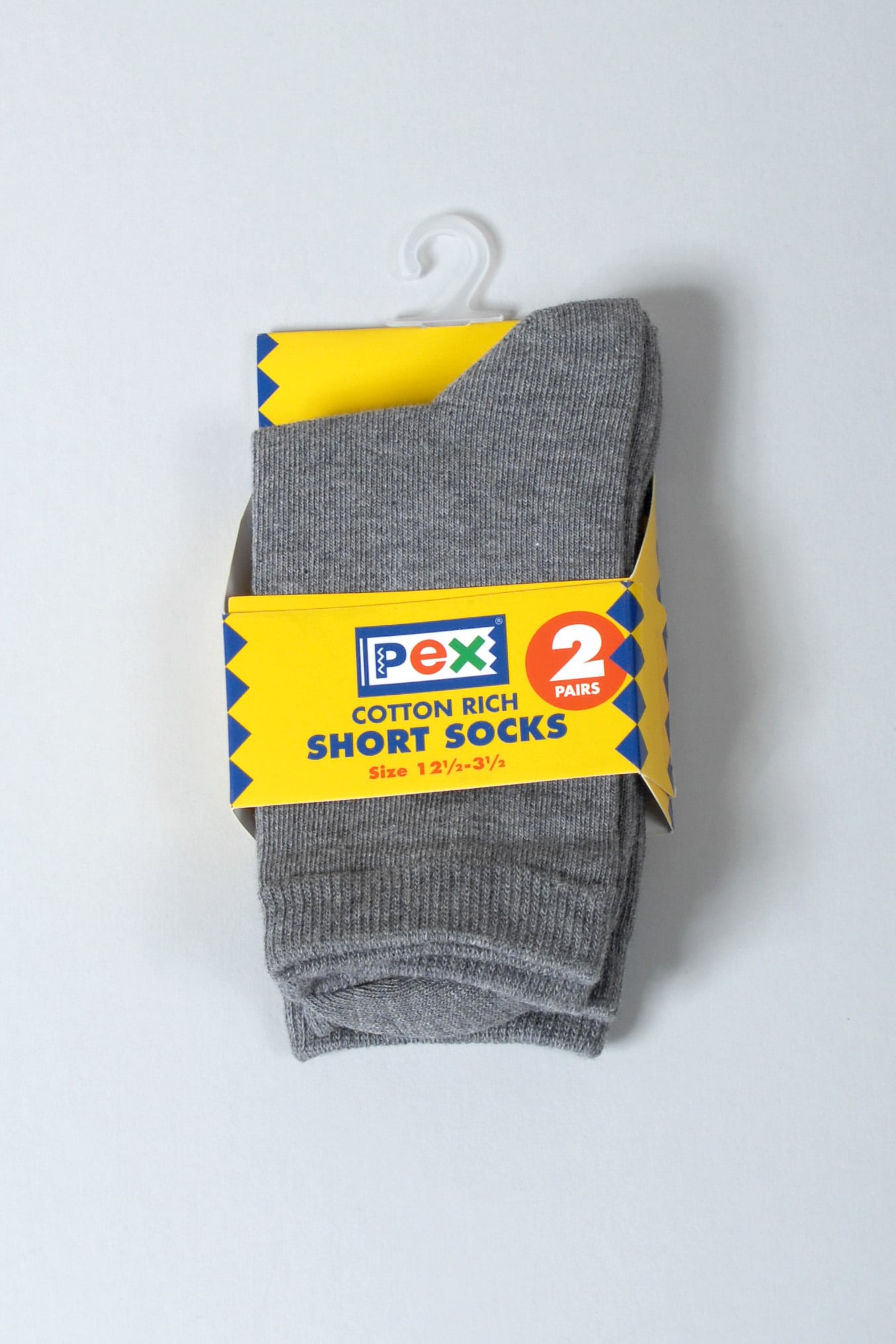 Grey Cotton Rich Short Socks.  2 Pair Pack. - Junior 6-8.5