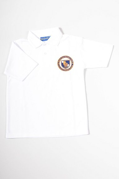 White Polo Shirt with School Badge(Unisex) - 22" (age 2-3)