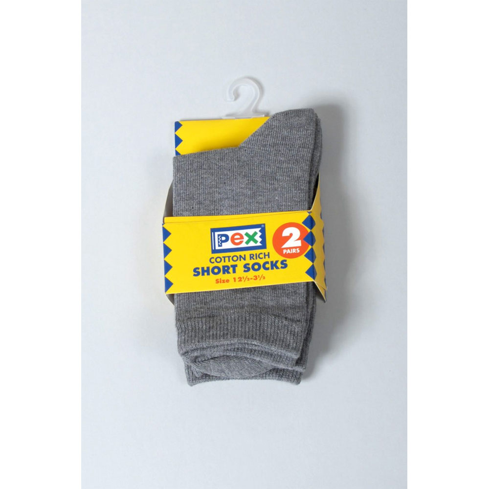 Two Pairs Short Socks - Black, Junior 6-8.5