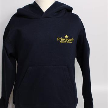Navy & Yellow Hooded Top with School Logo - Age 3/4