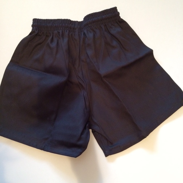 Black Cotton P.E Shorts - 20/22"